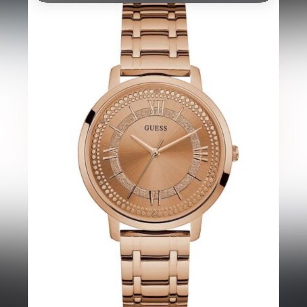 GUESS Women's Stainless Steel Glitz Casual Watch, Color: Rose Gold